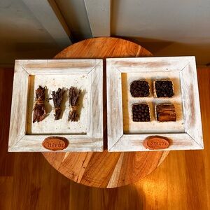 2 Piece Vintage Natural Herb &  Spices 9x9” Wall Art Framed